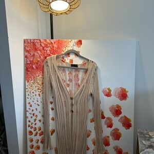 Sugarlips Cream Knit see through long cardigan